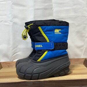 Kids Sorel Winter Snow Boots Blue Black Yellow Waterproof Size 11 US Youth
